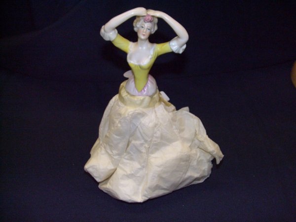 porcelain pincushion half doll: porcelain pincushion half doll cond. good