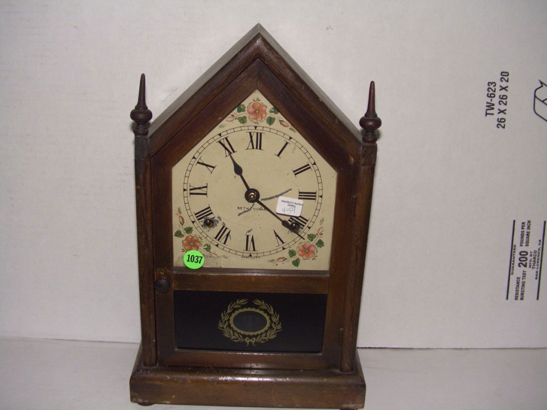 antique Seth Thomas mantle clock 14" tall,: antique Seth Thomas mantle clock