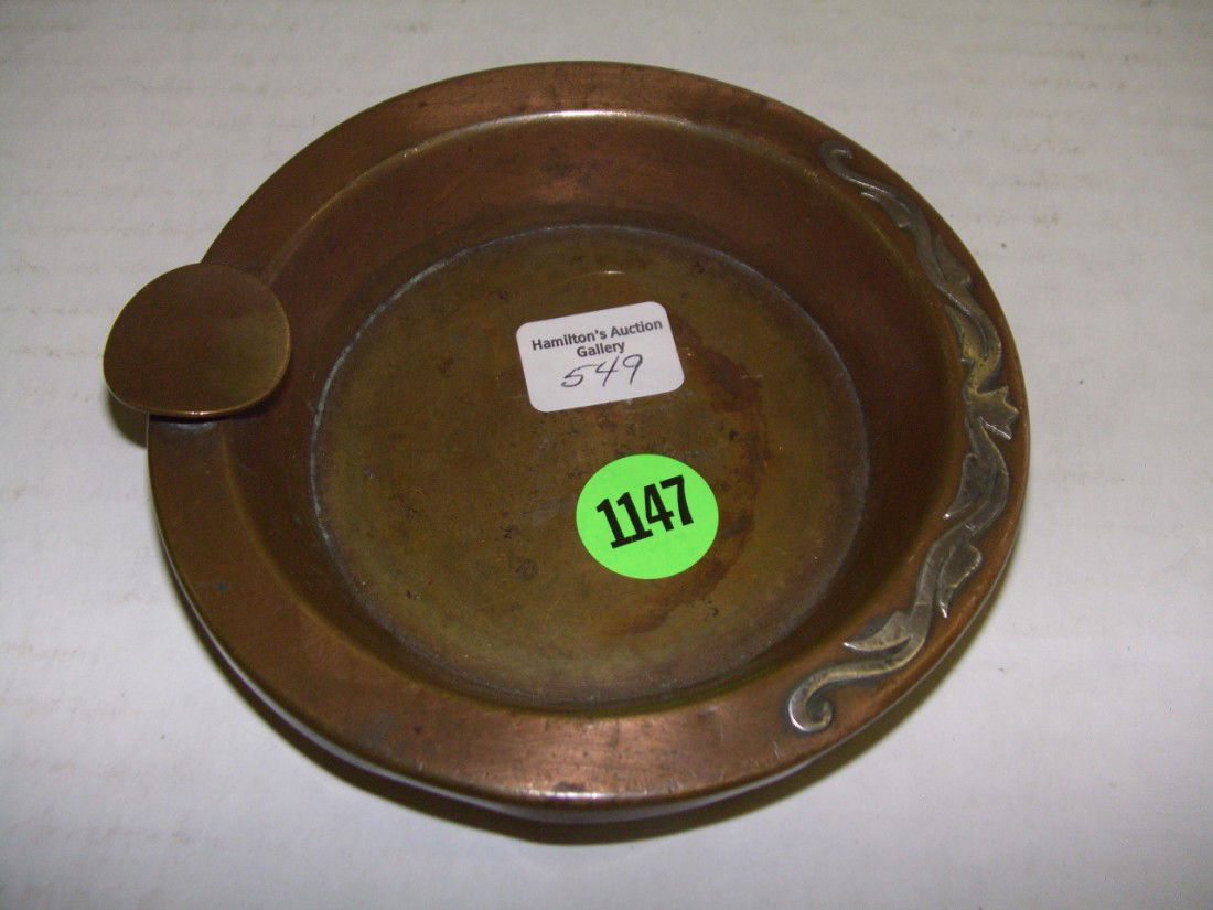 Arts & Crafts era Silvercrest bronze and sterling: Arts & Crafts era Silvercrest bronze and sterling sliver small ashtray