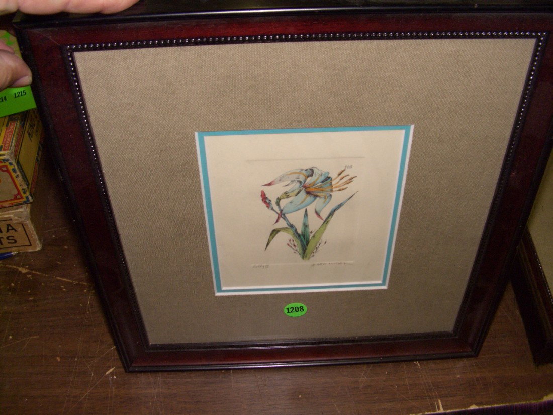 Limited edition hand tinted lithograph signed, nu: Limited edition hand tinted lithograph signed, numbered, and titled Lilly II by Dan Mitra ,frame is 13 1/2 x 12 1/2 art 6 x 5, Limited edition hand tinted lithograph signed, numbered, and titled Lilly