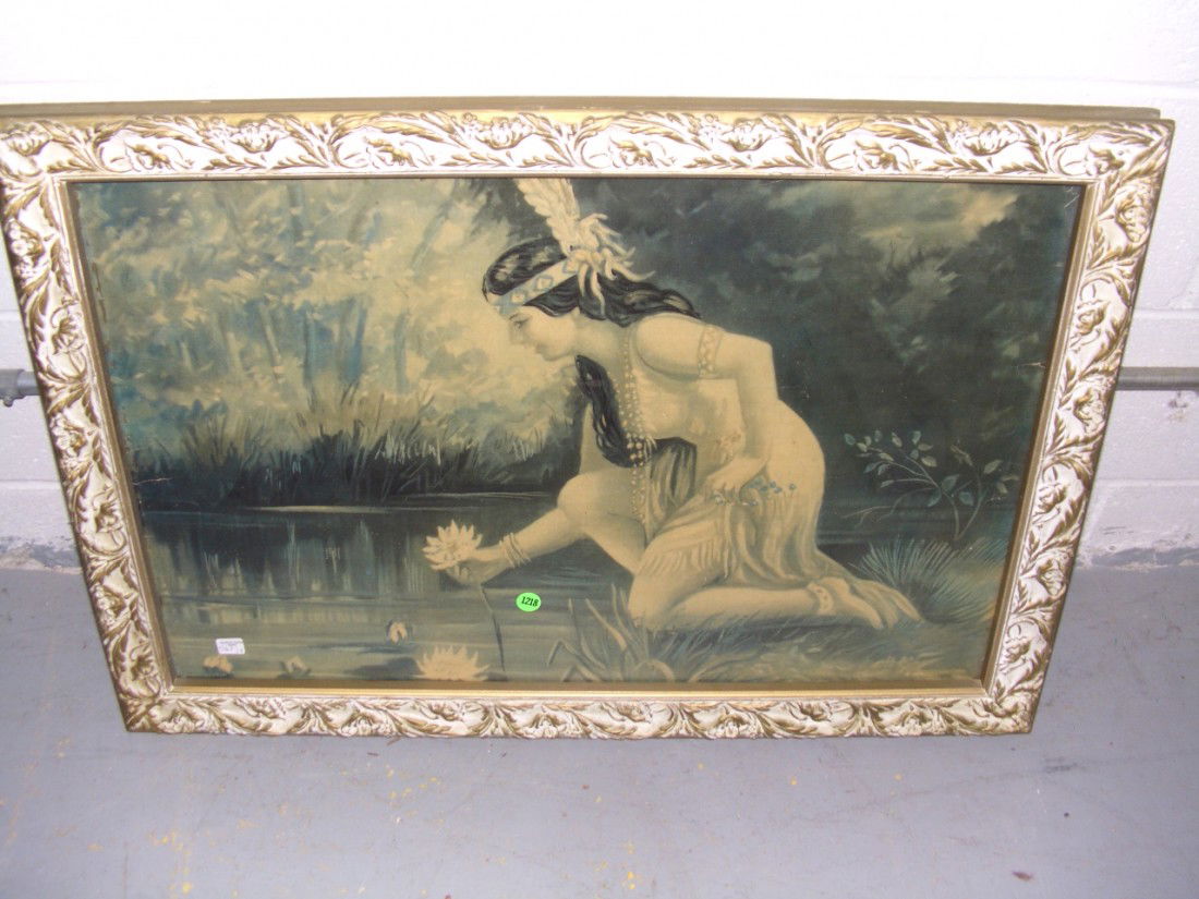 vintage framed Native American woman, in heavy fr: vintage framed Native American woman, in heavy frame frame 21 1/2 x 30 1/4