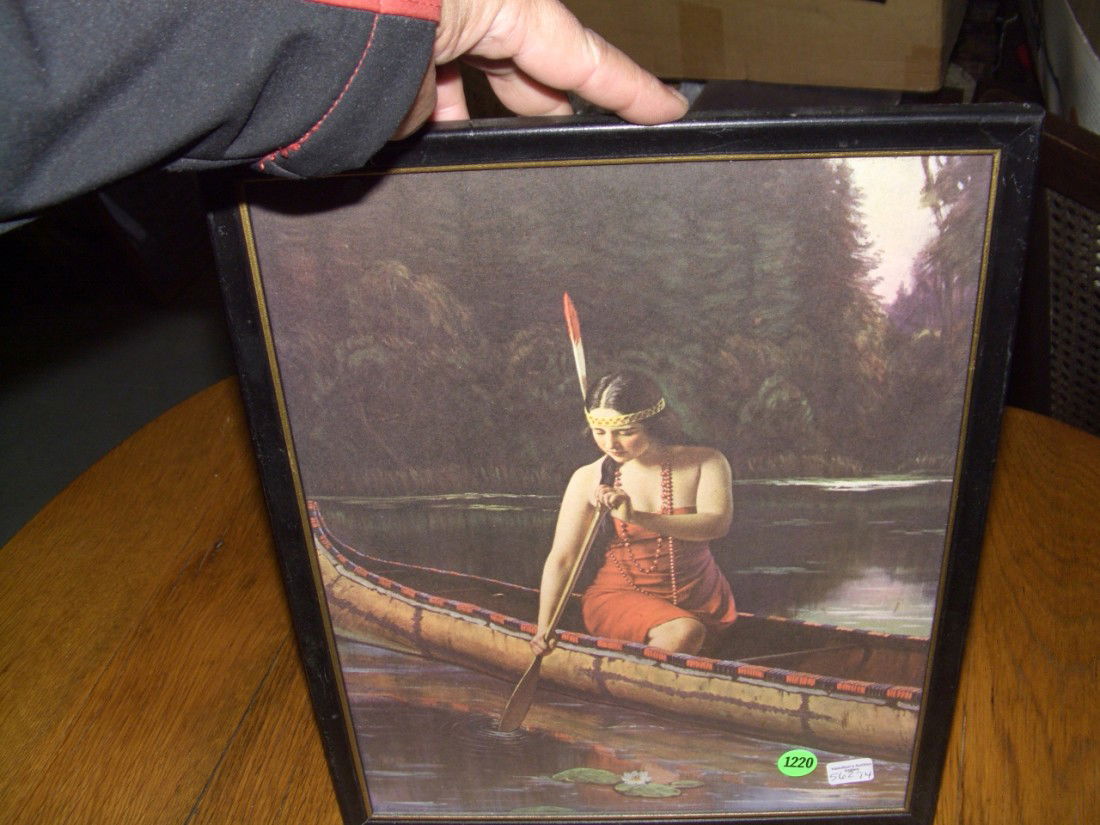 vintage framed Native American woman,: vintage framed Native American woman, frame 15 x 12