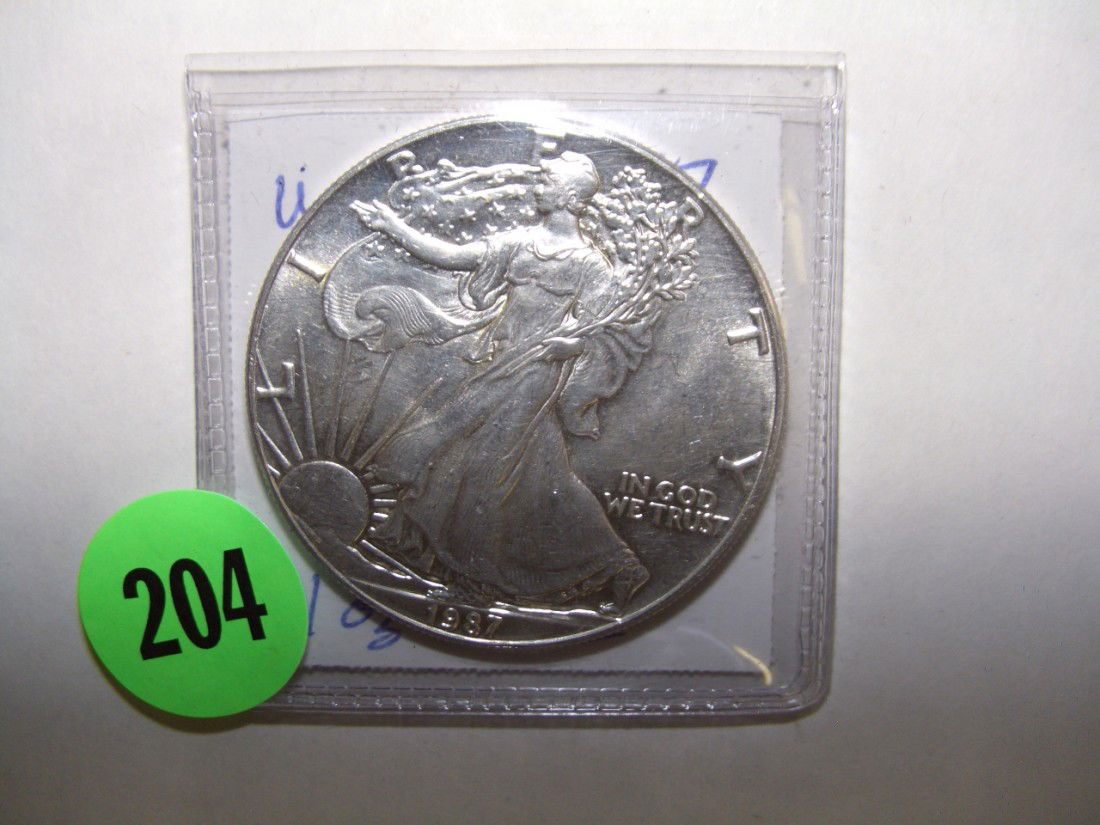 US silver Eagle 1 Oz coin 1987: US silver Eagle 1 Oz coin 1987