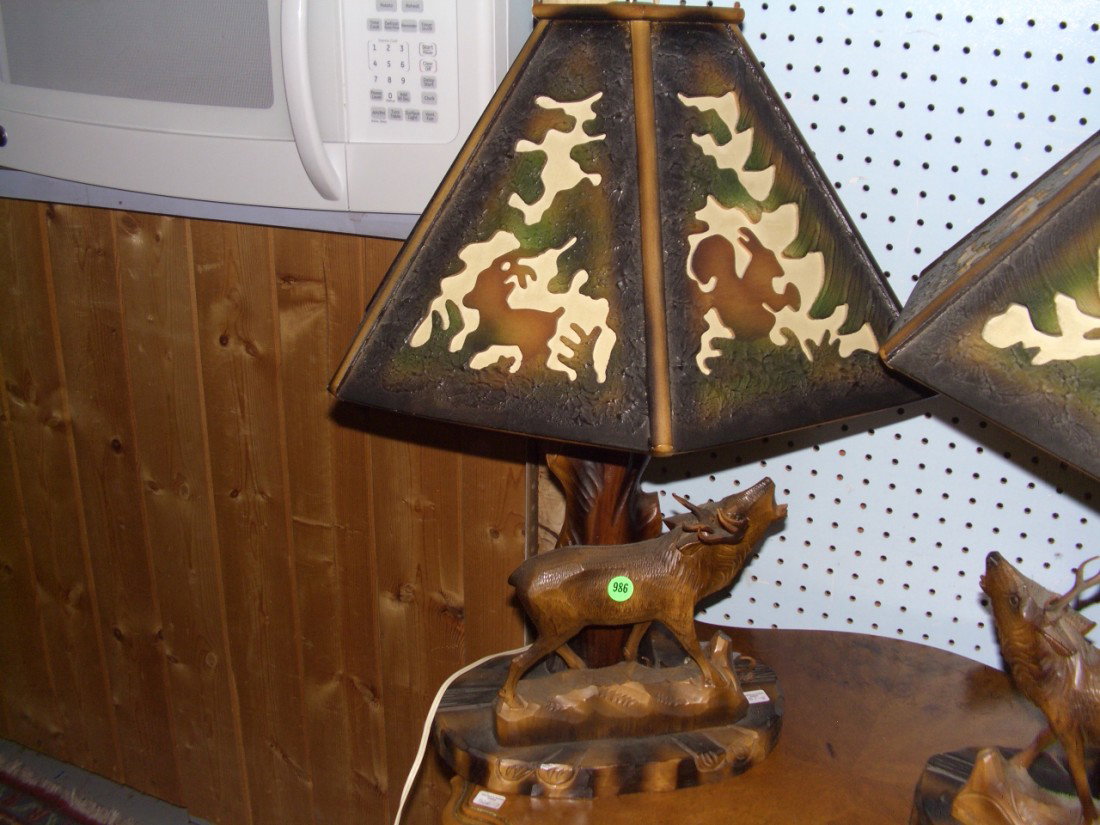 vintage German black forest carved "Elk" lamp: vintage German black forest carved "Elk" lamp