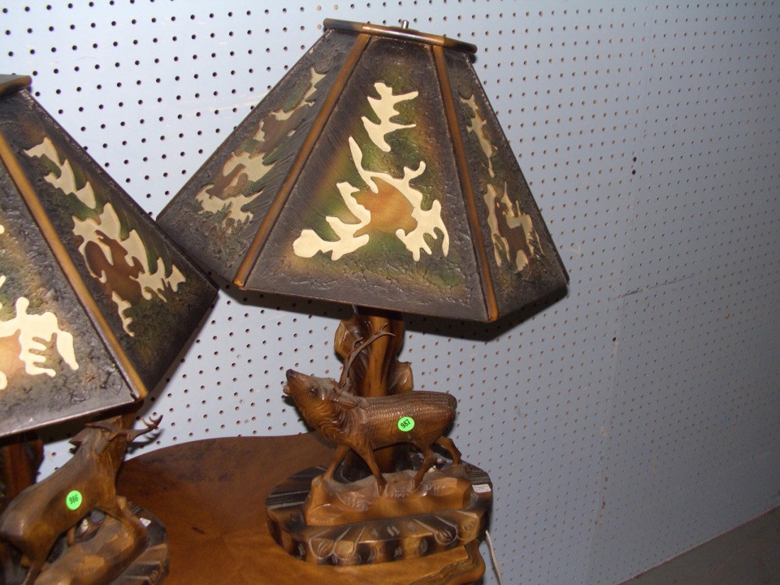 vintage German black forest carved "Elk" lamp: vintage German black forest carved "Elk" lamp