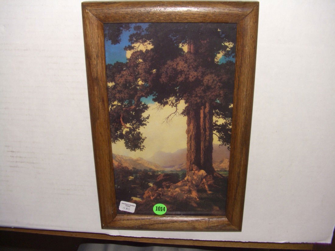 small framed Maxfield Parrish print, age?: small framed Maxfield Parrish print, age?