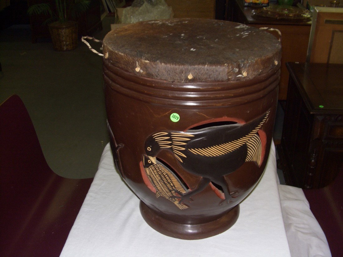 African carved hide drum SSR: African carved hide drum SSR