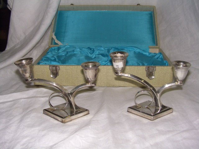 fabulous sterling 950 art deco (Japan) candlesti: marked on the base EP in a diamond with silver 950