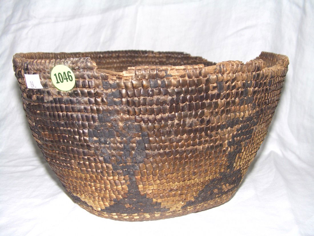 large vintage Native American basket hand woven (: tree design