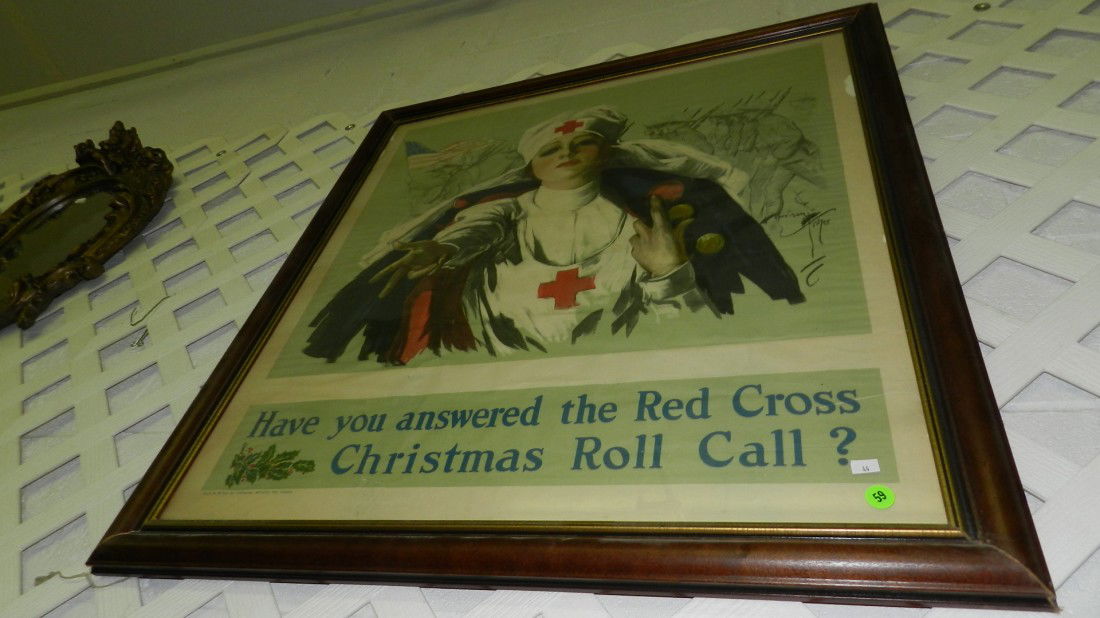 WWI American Red Cross Poster, "Have You Answered T: WWI American Red Cross Poster, "Have You Answered The Red Cross Christmas Roll Call?" C-44