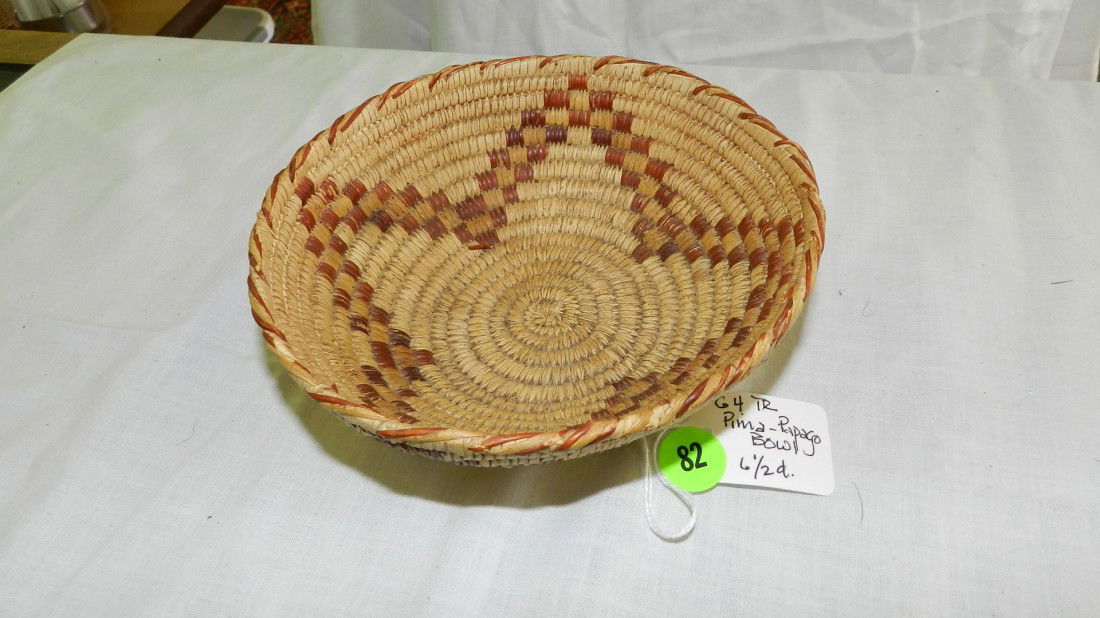 authentic Native American basket Papago-Pima bowl v: authentic Native American basket Papago-Pima bowl very fine weave 6 1/2
