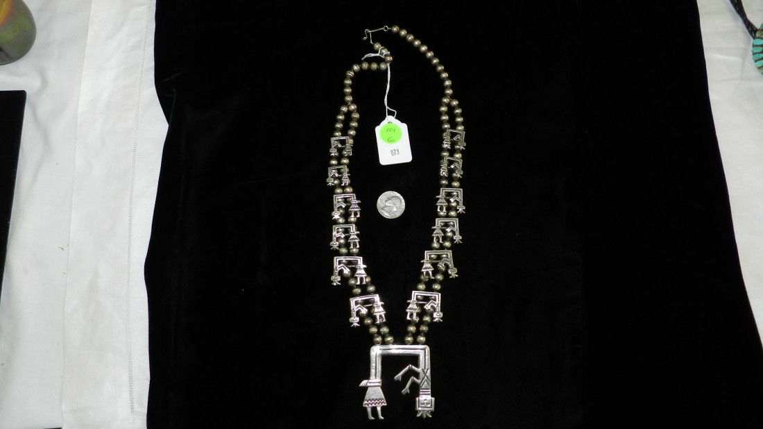 wonderful Native American sterling necklace with: wonderful Native American sterling necklace with kachina dancers