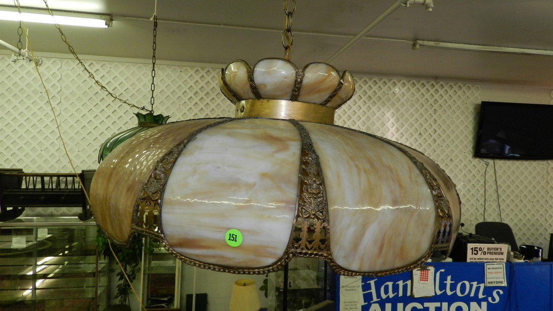 vintage hanging slag glass lamp: vintage hanging slag glass lamp