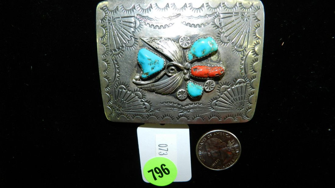 wonderful Native American sterling and turquoise b: see title