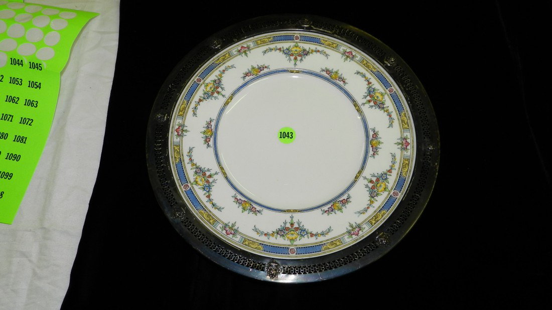 porcelain Minton plate w/ sterling? edge: see title
