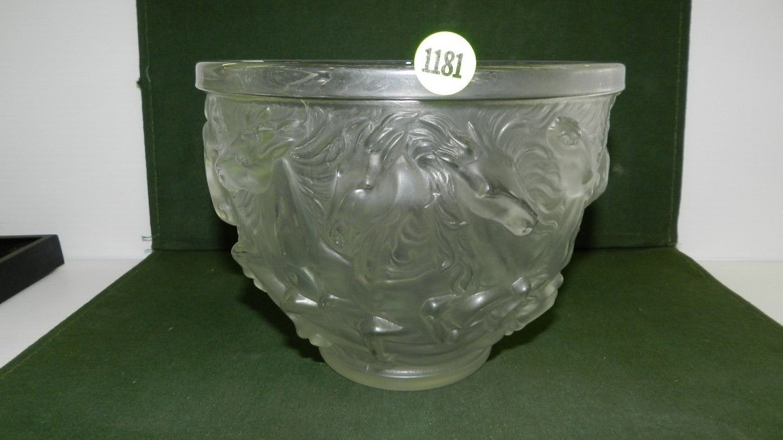 BEAUTIFUL ART DECO VERLYS BOWL, FROSTED HORSES: BEAUTIFUL ART DECO VERLYS BOWL, FROSTED HORSES
