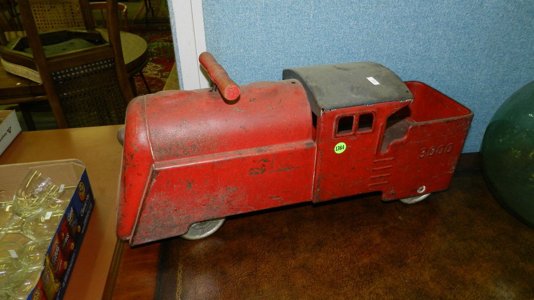 1364 childs antique metal toy ride on toy train engine Jan 31, 2012
