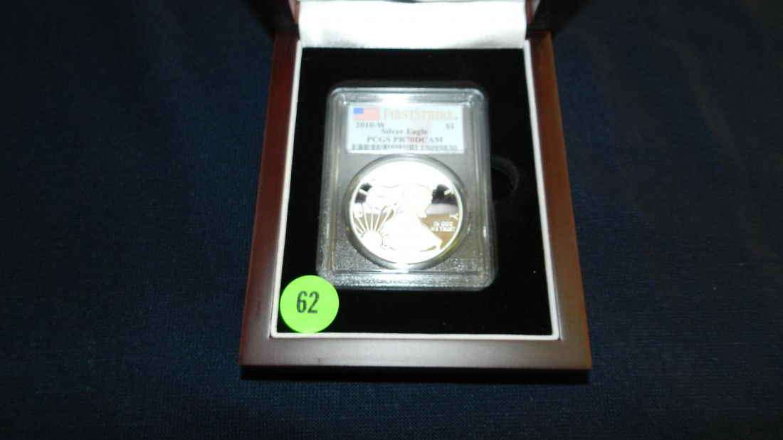 US silver Eagle Proof 70 (PCGS First Strike) 2010-W: US silver Eagle Proof 70 (PCGS First Strike) 2010-W in presentation box