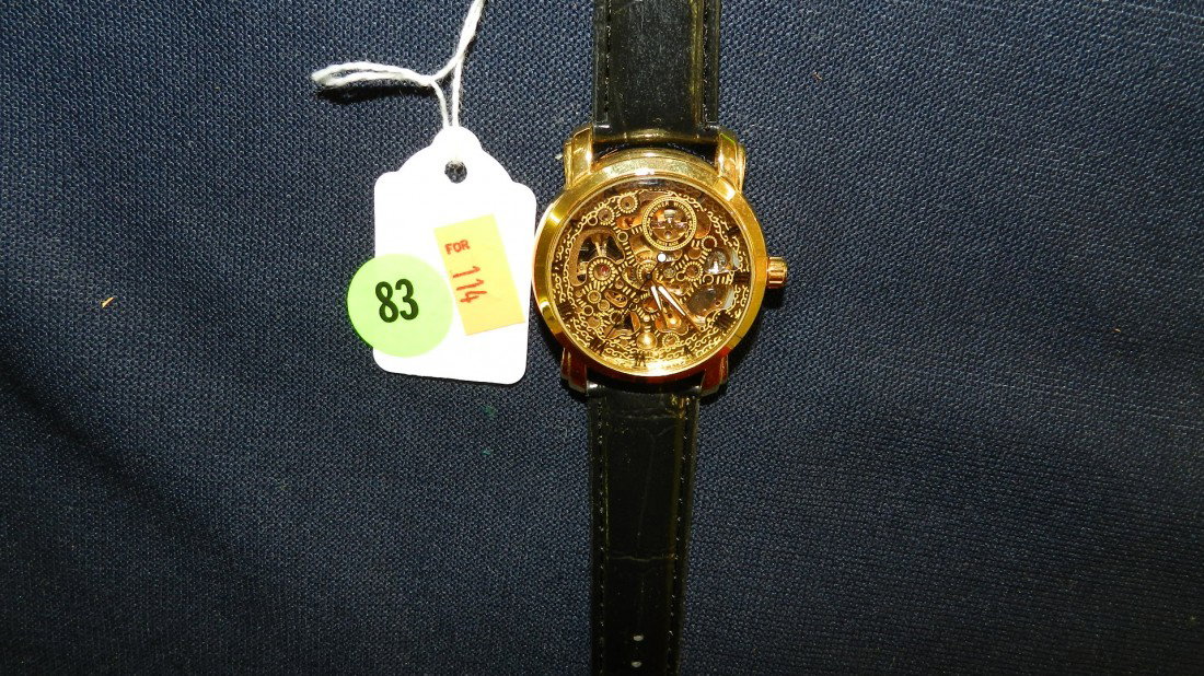 vintage mens wrist watch from private estate swiss: vintage mens wrist watch from private estate swiss made skeleton face