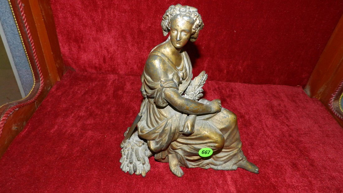 metal vintage figural clock topper,: metal vintage figural clock topper,