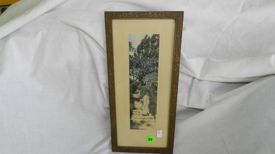 Wallace Nutting (signed WN)hand tinted vintage min: Wallace Nutting (signed WN)hand tinted vintage miniature print in original frame