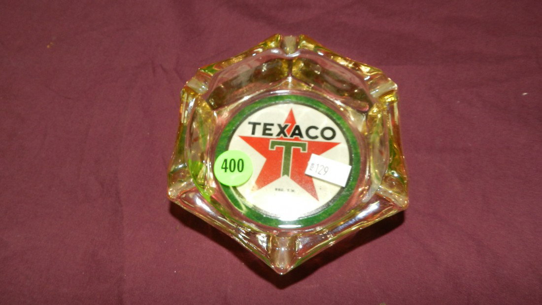 vintage Texaco glass advertising ashtray: vintage Texaco glass advertising ashtray