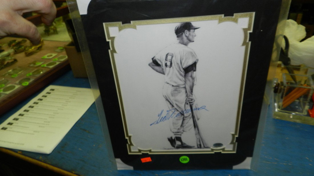 original signed autograph by baseball's great Ted: original signed autograph by baseball's great Ted Williams, with COA framed