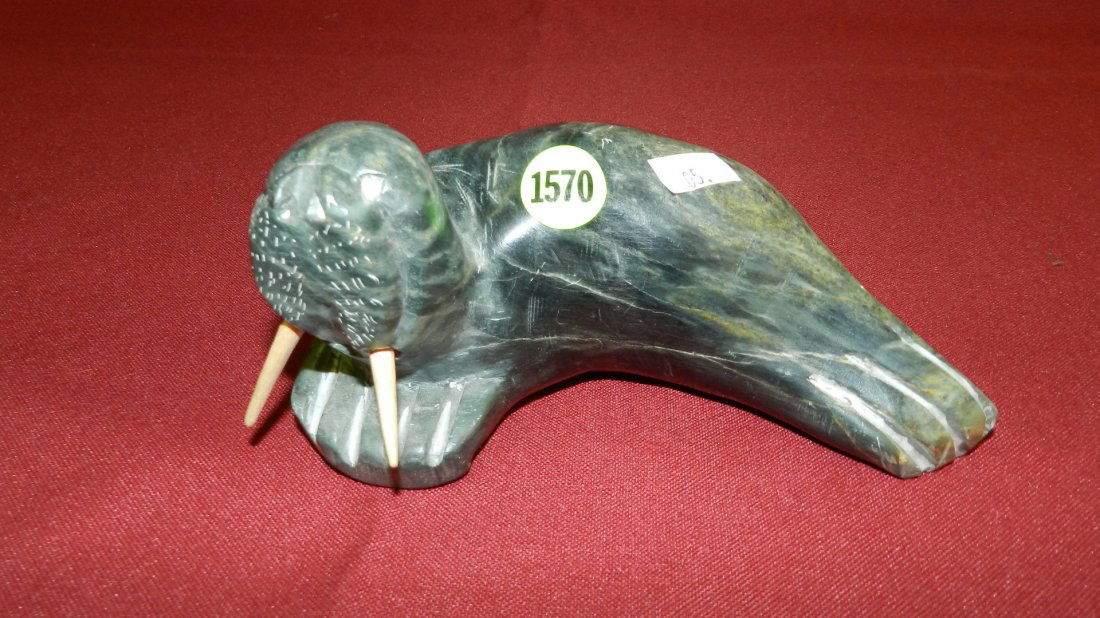 artist marked Native American carved jade? / soap