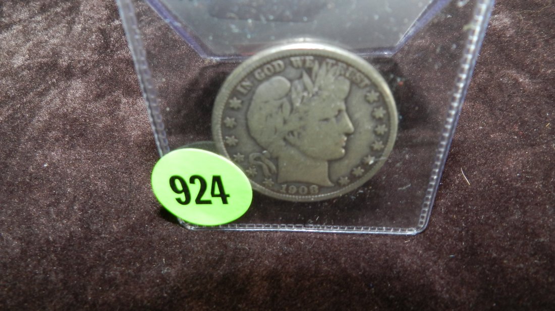 nice US Barber half dated 1908-D