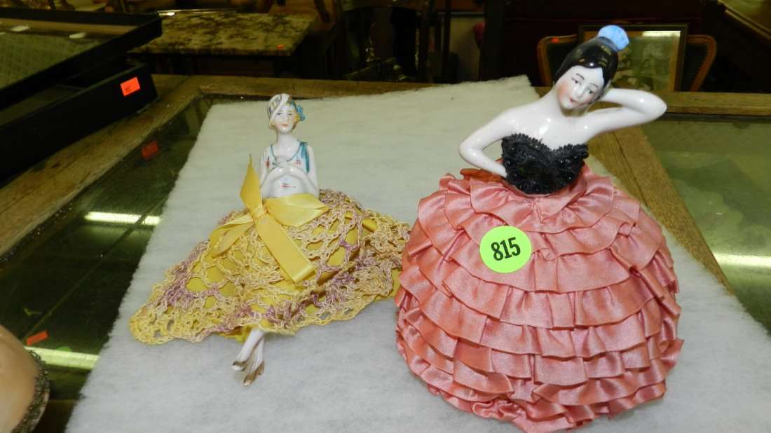 2 piece antique doll / girl pin cushion: 2 piece antique doll / girl pin cushion