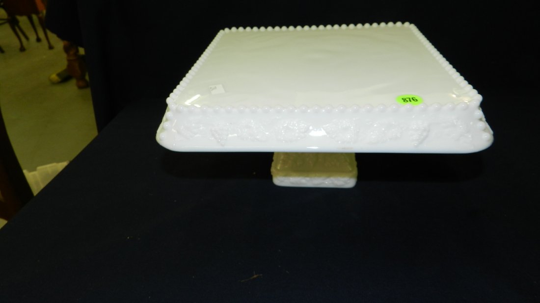milk glass cake stand