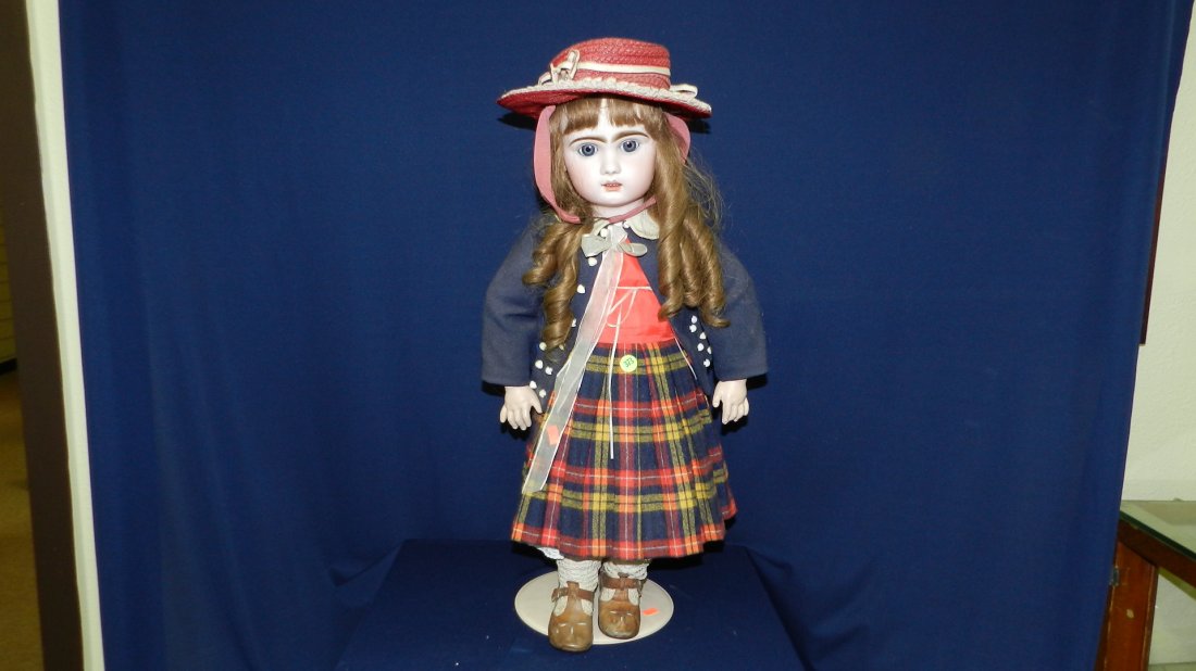 AMAZING original TETE JUMEAU BEBE doll 28" dressed: AMAZING original TETE JUMEAU BEBE doll 28" dressed as schoolgirl, cond VG estate paid approx $3,000