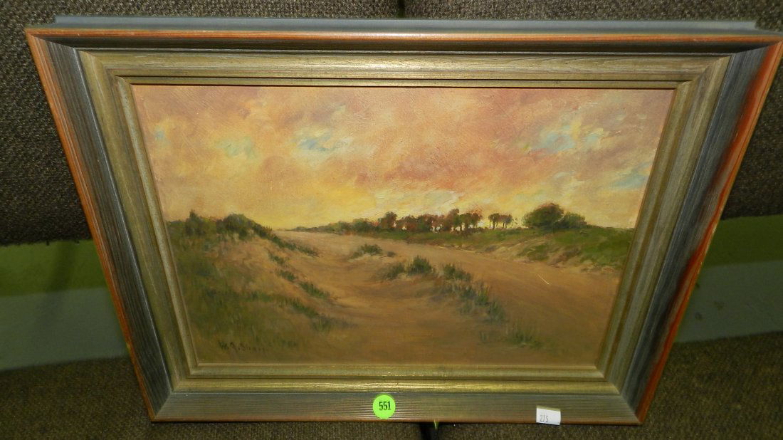 vintage oil paint of sand dunes by William Alexand: vintage oil paint of sand dunes by William Alexander Sharp (1864 - 1944) listed artist