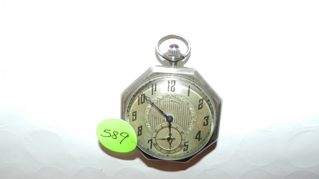 antique art deco silver pocket watch: antique art deco silver pocket watch