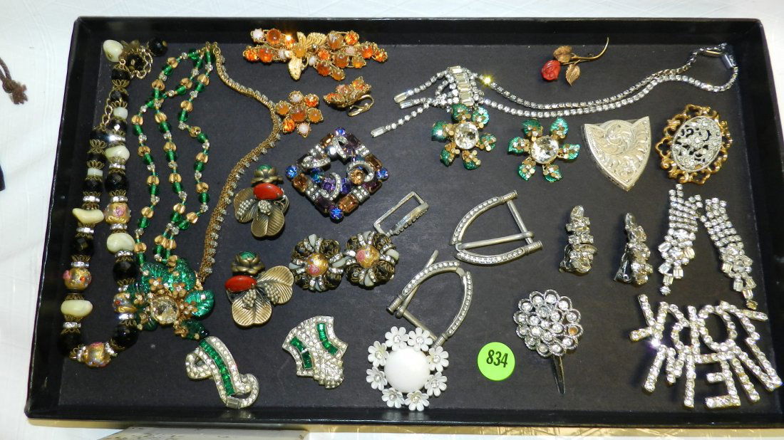 vintage tray of estate jewelry with some miriam ha: vintage tray of estate jewelry with some miriam haskell , no tray