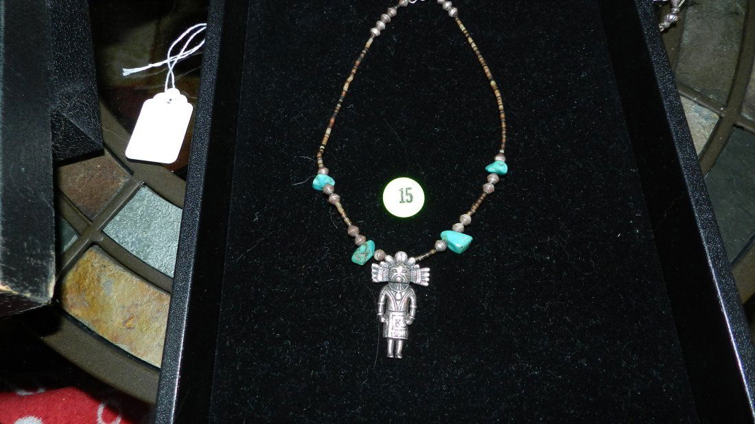 wonderful Native American Turquoise and silver neck: wonderful Native American Turquoise and silver necklace