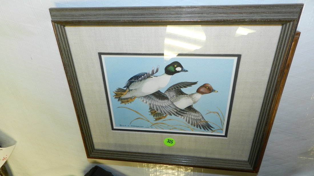 small framed watercolor by listed artist Dale Thom: small framed watercolor by listed artist Dale Thompson, ducks