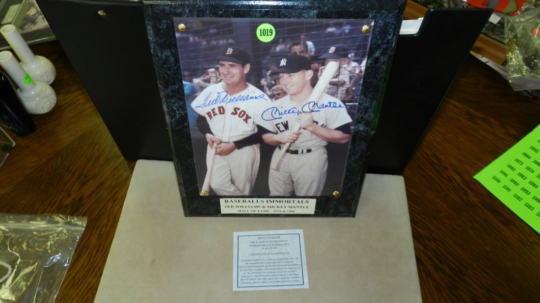 original autograph by baseball's great Ted Willi: original autograph by baseball's great Ted Williams & Mickey Mantle with COA