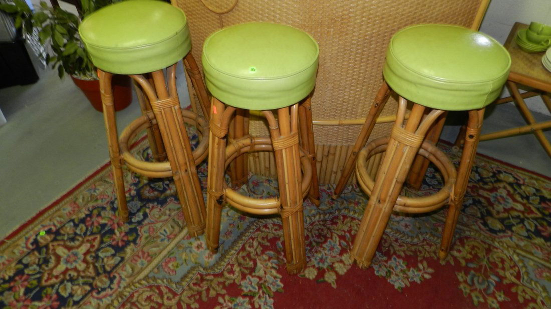 3 piece mid century Hawaiian bamboo tiki bar stool Sep 05, 2012