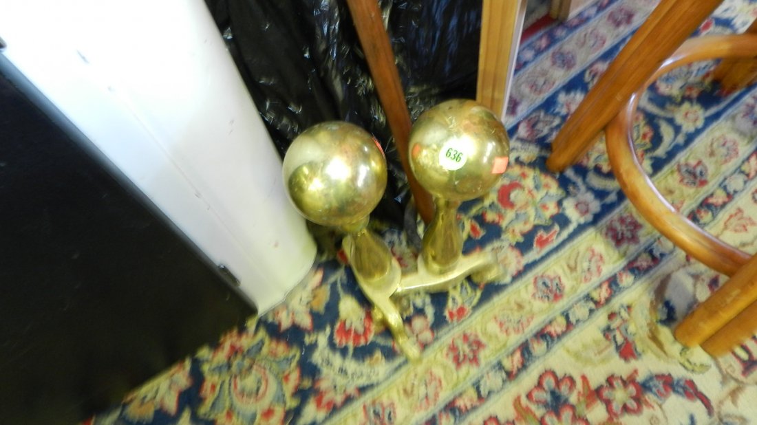 brass andirons: brass andirons