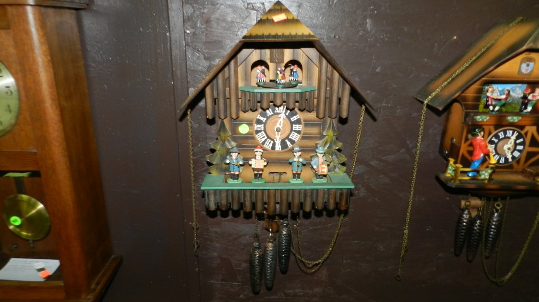 hand carved german cuckoo clock with music box so: hand carved german cuckoo clock with music box sound and moving figures