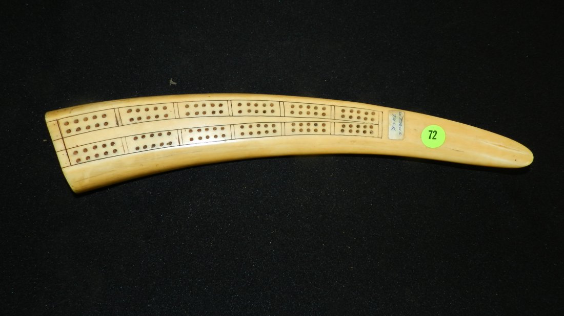 wonderful Native American Indian handmade cribbage boar: wonderful Native American Indian handmade cribbage board from Ivory walrus tusk 15"