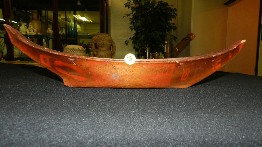 wonderful Native American Indian handmade carved and pa: wonderful Native American Indian handmade carved and painted canoe 4 x 18 1/2