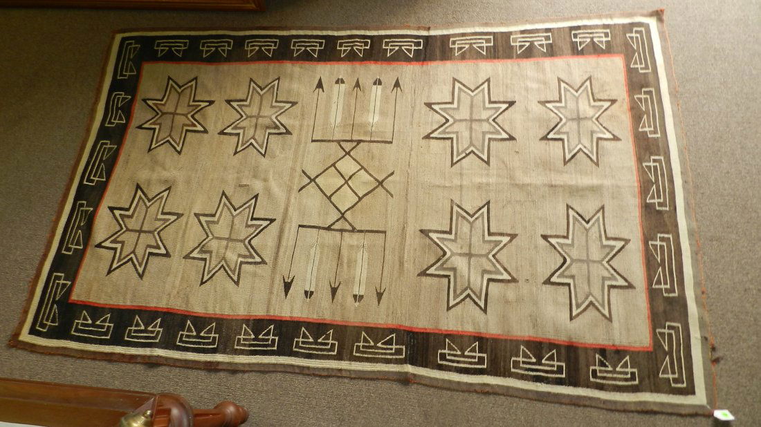 outstanding antique Native American hand woven Navajo r: outstanding antique Native American hand woven Navajo rug from the 1920's 49x82, cond as seen