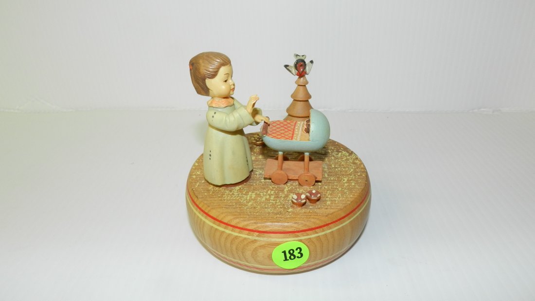 Original, Vintage, Thorens movement Anri Swiss wind up: Original, Vintage, Thorens movement Anri Swiss wind up wooden carved music box. Song title "Brahms Lullabye" working