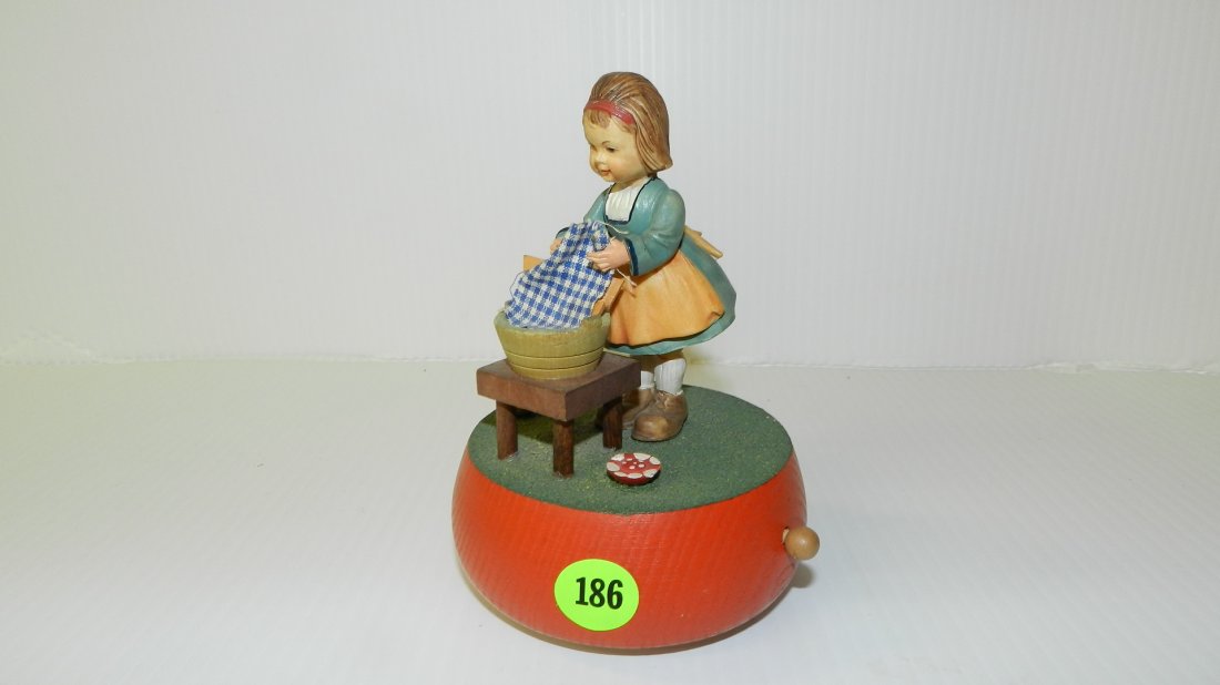 Original, Vintage, Thorens movement Anri Swiss wind up: Original, Vintage, Thorens movement Anri Swiss wind up wooden carved music box. Song title "Raindrops keep falling on my head" working