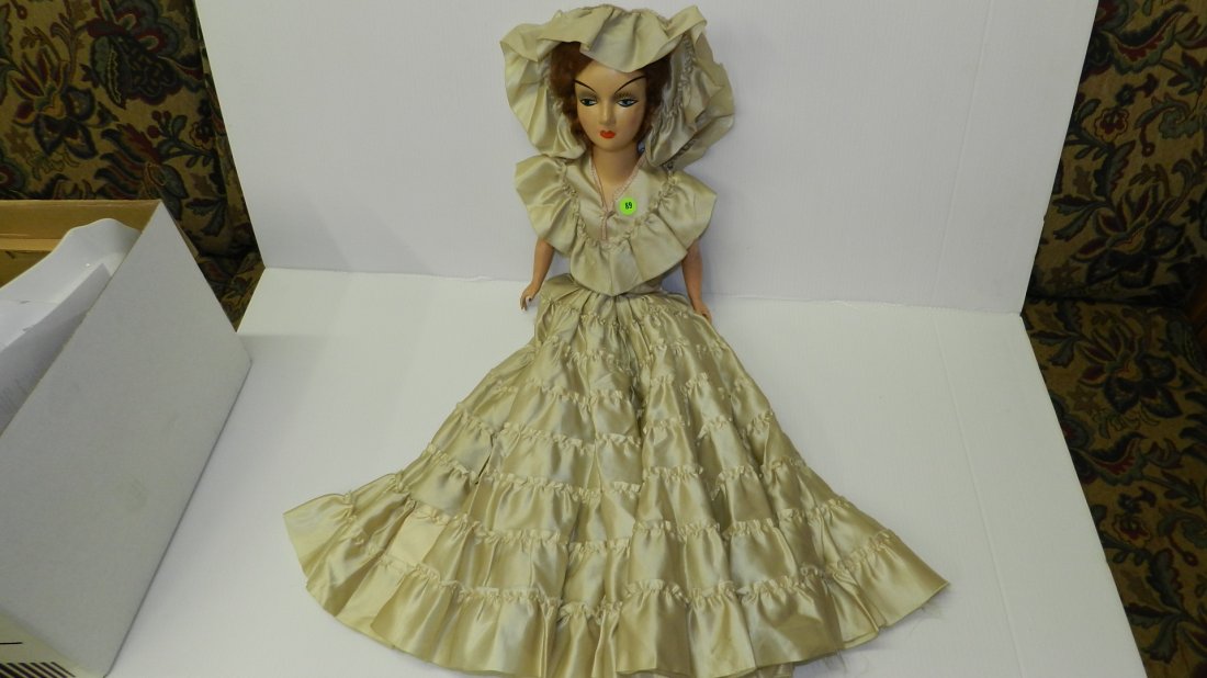 Wonderful Antique / Vintage French boudoir composition: Wonderful Antique / Vintage French boudoir composition painted bed doll. With original outfit. APROX. 21" COND. G, as seen