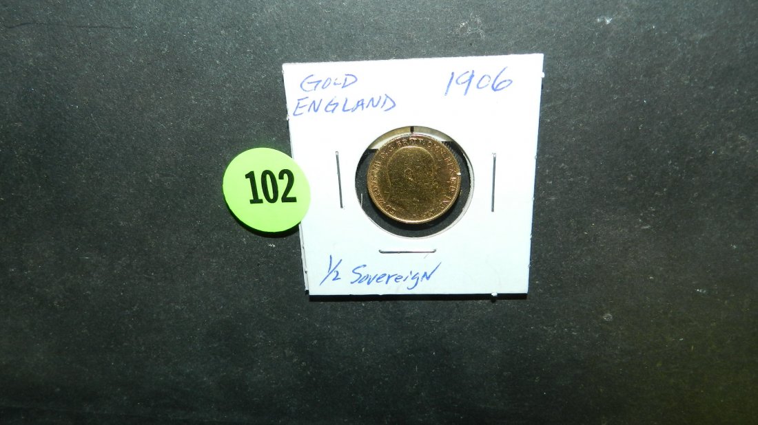 753) nice English gold 1/2 Sovereign 1906 coin: 753) nice English gold 1/2 Sovereign 1906 coin