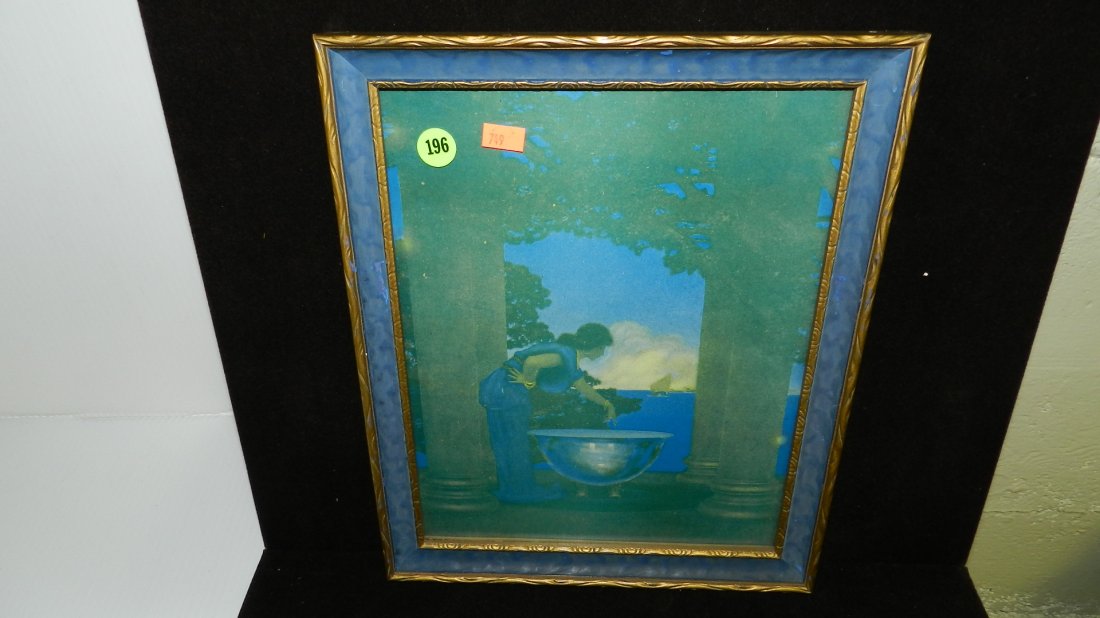 Original framed Maxfield Parrish print titled "Tanglewo: Original framed Maxfield Parrish print titled "Tanglewood Tales", label on back. COND. VG 10.5 X 12.75