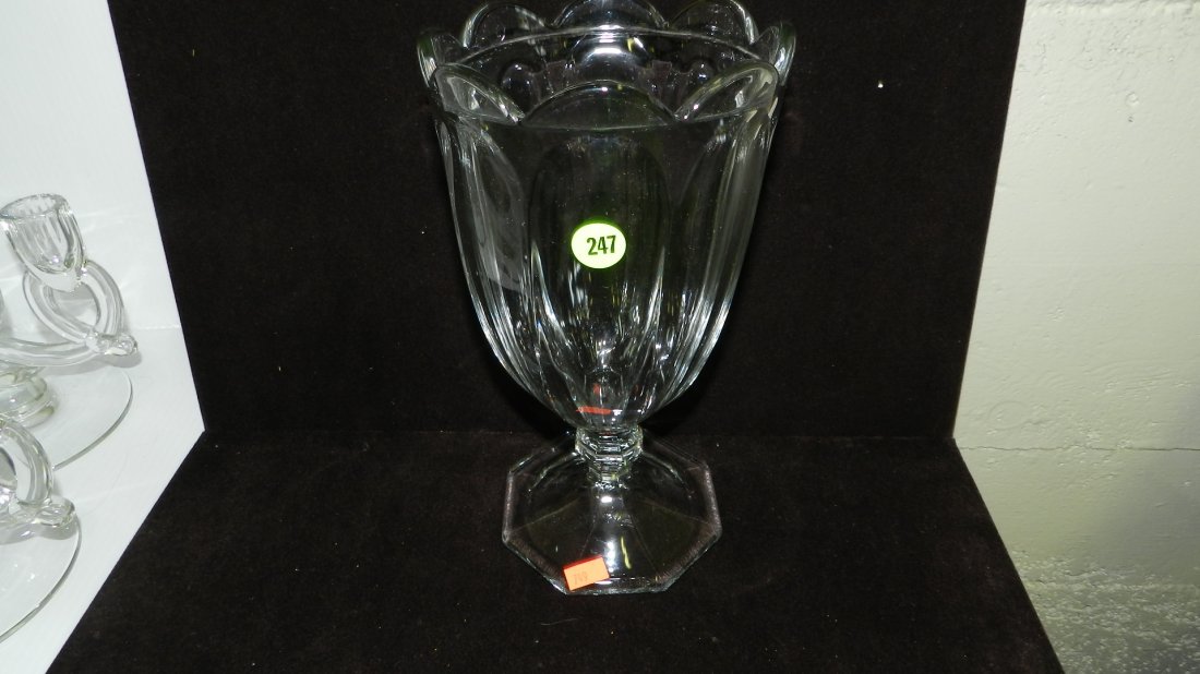 marked Heisey tall open candy jar, cond VG: marked Heisey tall open candy jar, cond VG